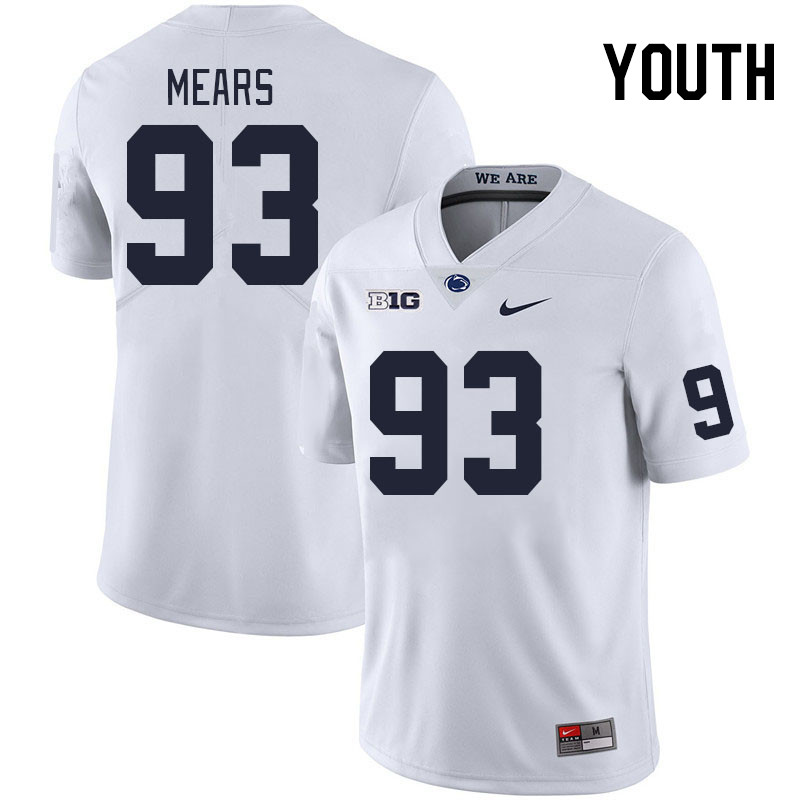 Youth #93 Bobby Mears Penn State Nittany Lions College Football Jerseys Stitched Sale-White - Click Image to Close